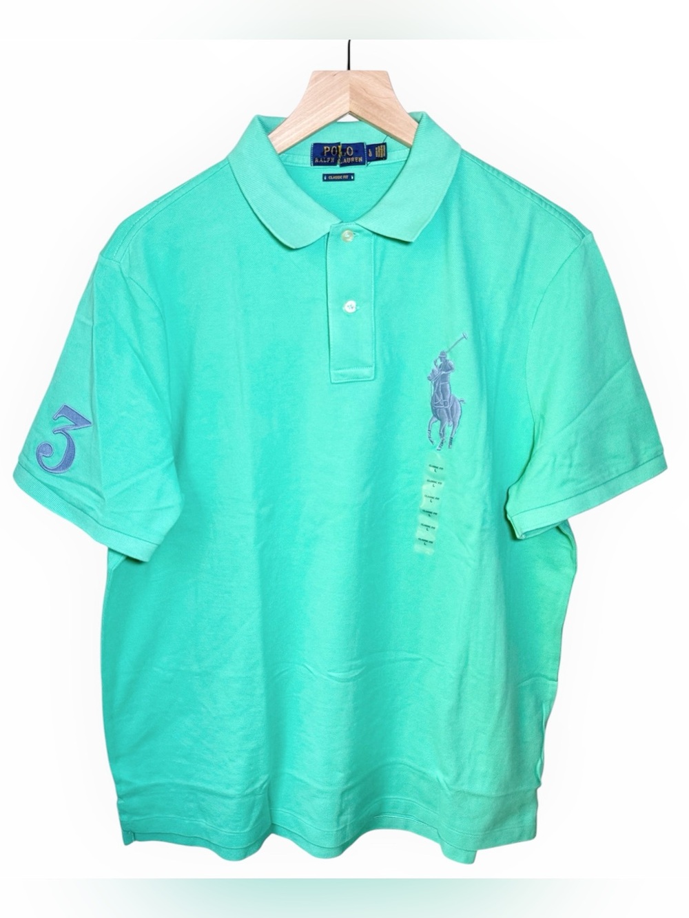 NEW Polo Ralph Lauren Men's Polo Shirt Classic Fit BIG PONY Green Sz. Large NWOT